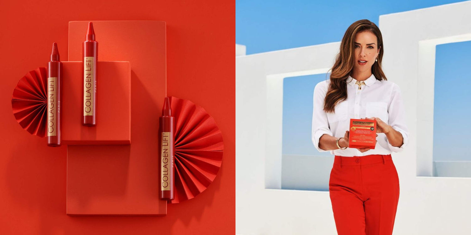 Collagen Lift Red Carpet drinkbaar collageen verjongt de huid en strijkt rimpels glad.